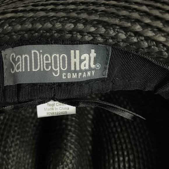 San Diego Hat Co Sun Hat Womens One Size Woven Chin Strap Black Adjustable NWT - Picture 2 of 8